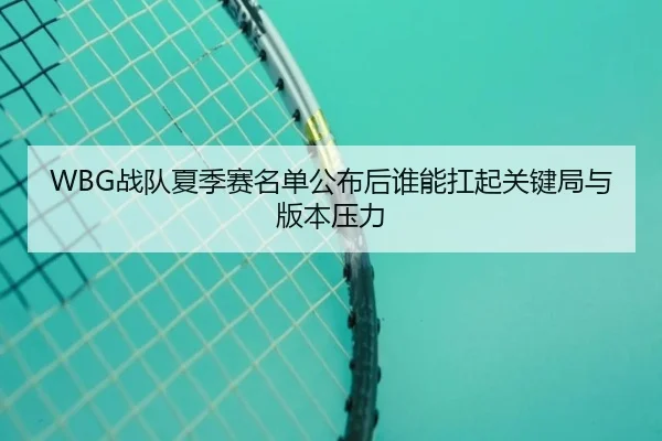 WBG战队夏季赛名单公布后谁能扛起关键局与版本压力